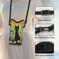 thumbnail image 5 of ZIATUBLES Neoprene Cellphone Sleeve Bag Adjustable Crossbody Strap Phone Pouch Case Portable Shockproof Phone Bag with Hook and Loop Fastener, 4 X 8 Inch, Doodle Black Cat Flower Greenery, 5 of 7