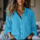 thumbnail image 2 of Chaqueta para mujer,Camiseta holgada con cuello en V para mujer, blusa informal de manga larga, mezcla de algodón y lino, suave y transpirable para uso diario, sopatenor, 2 of 9