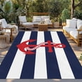 thumbnail image 2 of Navy Blue Stripe Nautical Outdoor Rug 3x5 Ft - Reversible Patio Rug Outdoor Camping Rugs, Red Anchor Summer Coastal Washable Indoor Outdoor Area Rugs, Non-Slip Outdoor Carpet Runner for Deck/Porch, 2 of 8