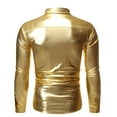 thumbnail image 2 of VSSSJ Men's Sequin Shirts Loose Cool Solid Color Long Sleeve Button Down Collared Shirt Leisure Stylish Nightclub Stage Performance Top Blouse Gold S, 2 of 3