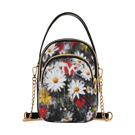 DIXRUYEE Cross Body Shoulder Handbags Bags Fashion Hearts & Daisies Pattern