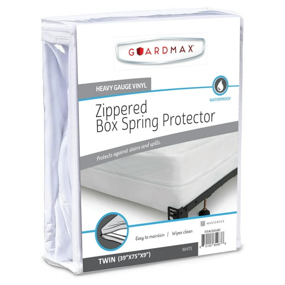 Guardmax Heavy Duty Vinyl Twin Zippered Boix Spring Encasement - Waterproof & Breathable Mattress Protector - Comfortable, Soft, and Noiseless Zippered Bedding - Dust Mite Proof (39 x 75 x 9)
