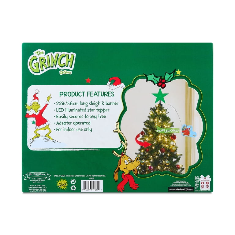 Grinch Sleigh Animated Christmas Tree Topper by Mr. Christmas