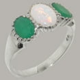 thumbnail image 2 of LBG British Made 925 Sterling Silver Genuine Natural Opal & Emerald Womens Statement Ring - 33 size options - Size 5.5, 2 of 7