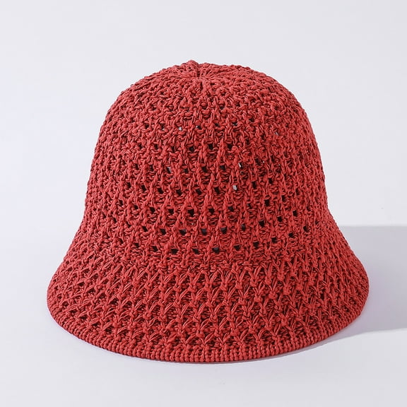 SikaFu Version Of Hollow Knitted Small Edge Fisherman Hat Female Summer Thin Air -Breathable Basin Fashion Versatile Small Eaves Shade Hat