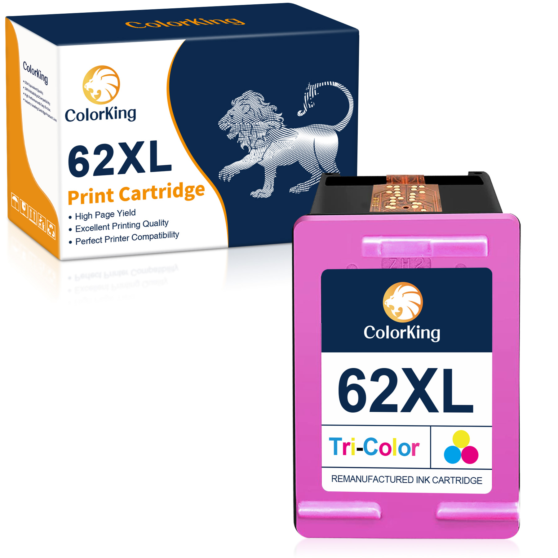 Colorking 62 Ink Color Replacement for HP 62 XL 62XL Ink Cartridges for