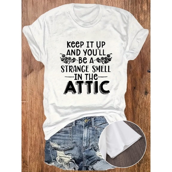 Women's Vintage Humor Graphic Tee, Funny Sarcastic Quote Print T-Shirt, Soft Crew Neck Casual Short Sleeve Top, Everyday Fashion Gift