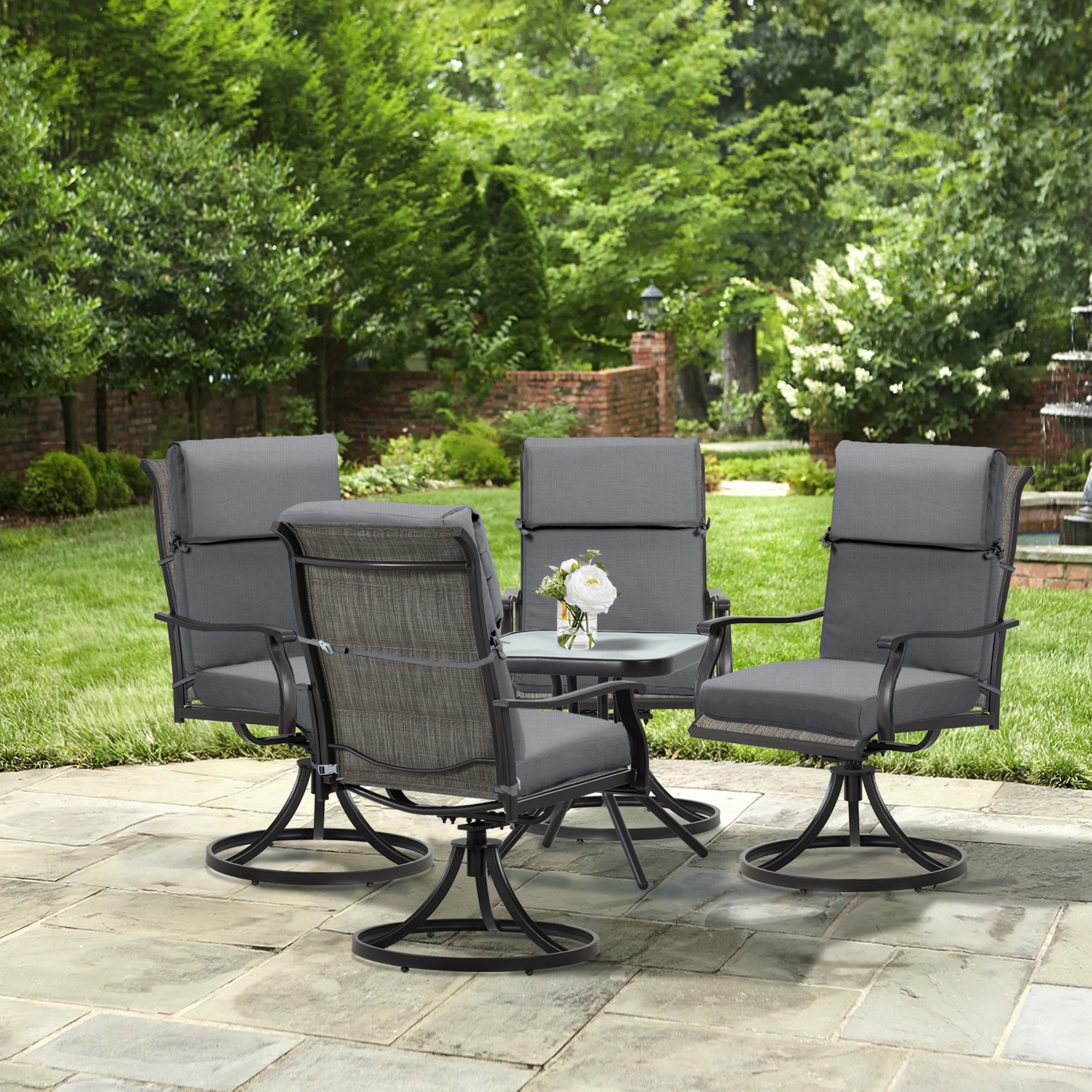 BPS 20x20x4 Inch 1 Piece Outdoor Chair Cushion, High Back Patio Seat Cushion for Dining, Charcoal