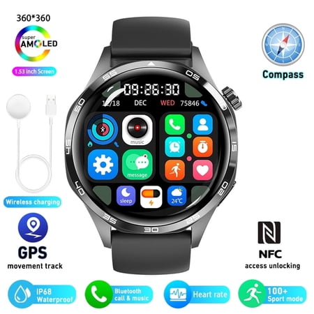 For Huawei GT5 pro GPS NFC smart watch men 360*360 AMOLED screen heart rate Bluetooth call IP67 waterproof man smartwatch