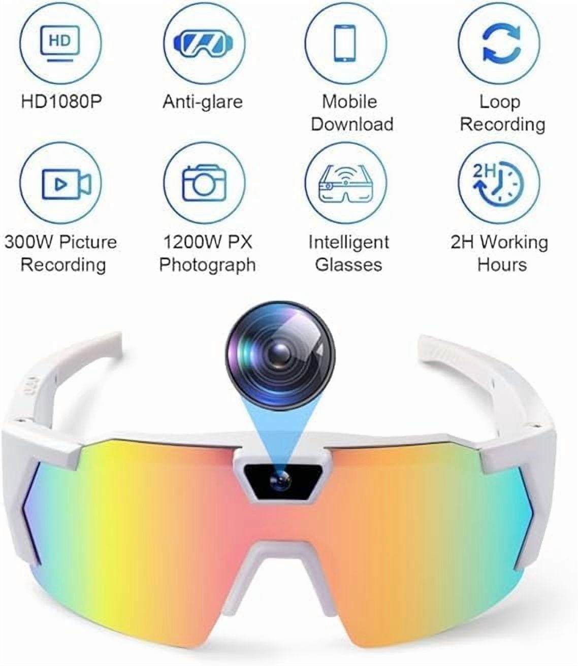 4K HD Baseball Glasses with Camera, 2026 Upgrade Smart Video Recording Glasses for Action Sports with 32GB Memory (F 32GB)