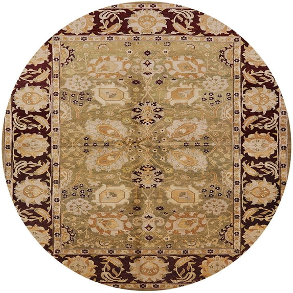 Ahgly Company Machine Washable Indoor Round Industrial Modern Brown Sand Brown Area Rugs, 4' Round