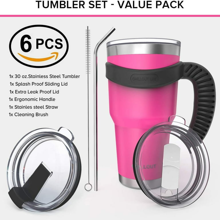 Hot Pink Tumbler Cup with Handle