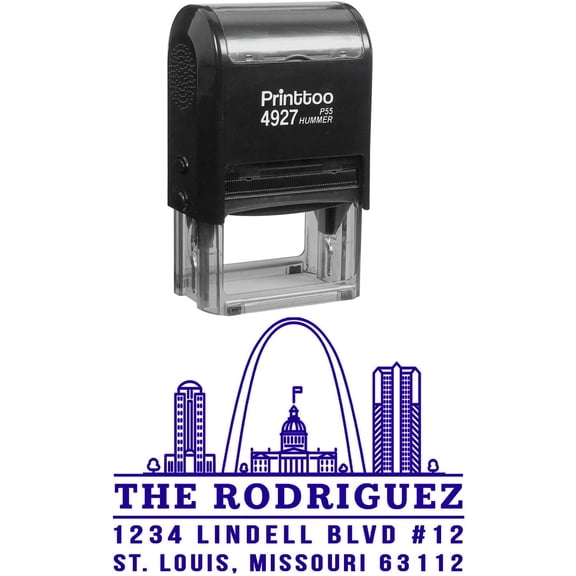 Printtoo Custom Personalized Self Inking Address With Missouri City Places Monogram Rubber Stamp-Violet