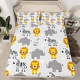 thumbnail image 2 of Manfei Cute Lions Elephant Twin Sheet Sets,Zoo Animal Zebra Twin Fitted Sheet,Kawaii Daisy Flower Flat Sheet For Kids,Ultra Soft Home Decor,3 Pieces, 2 of 7