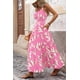 thumbnail image 5 of Vestido PRETTYGARDEN Floral Rosa Beige Maxi sin Mangas Talla L, 5 of 9