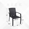 thumbnail image 3 of Set of 2  Stackable Aluminum/Resin Outdoor Dining Chairs with Armrest for Outdoor Kitchen Garden, Backyard, Supports 300 LBS, 3 of 6