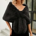 thumbnail image 2 of XMMSWDLA Long Wedding Faux Fur Wraps and Shawls Wedding Bridal for Brides and Bridesmaids Black formal Shawl, 2 of 6