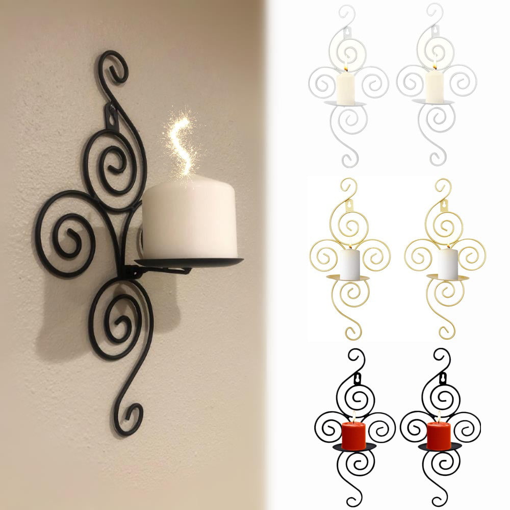Gardens O4 Ideal Gift Wedding Special Occasions Home Office Spa Aromatherapy Hosley Set of 2 Iron Wall Pillar Candle Sconce 16.5 Inch High Mid Century Modern Silver