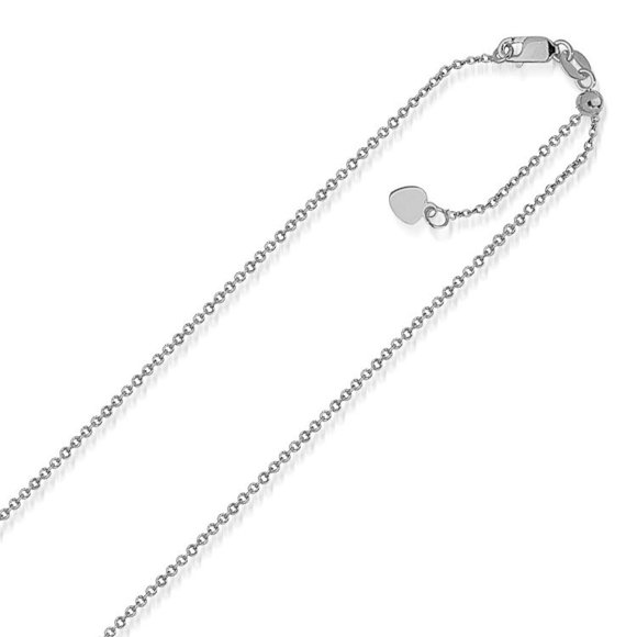 14k White Gold Singapore Style Adjustable Chain (1.1 mm) 22 in