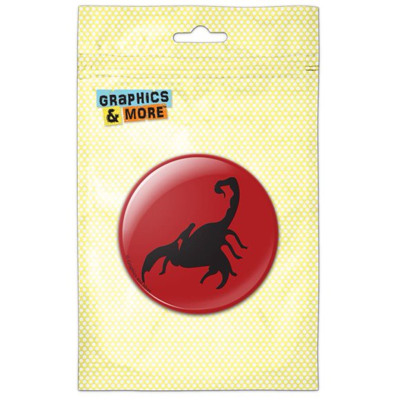 Black Scorpion on Red Pinback Button Pin Badge