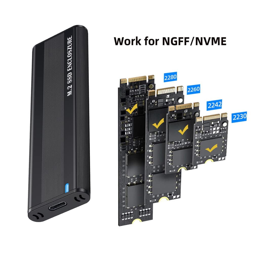 JSER USB 3.0 USB-C Type-C to NVME M-key M.2 NGFF SATA SSD External PCBA Case Enclosure RTL9210B Chipset