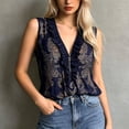 thumbnail image 5 of Boho Tank Tops for Women Summer Lightweight Mesh Half Zip Ruffle V Neck Sleeveless Shirt Casual Blouse, 5 of 6