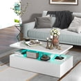 thumbnail image 2 of Topbuy LED Coffee Table Modern High Gloss with 20-Color LED Lights, White, 2 of 7