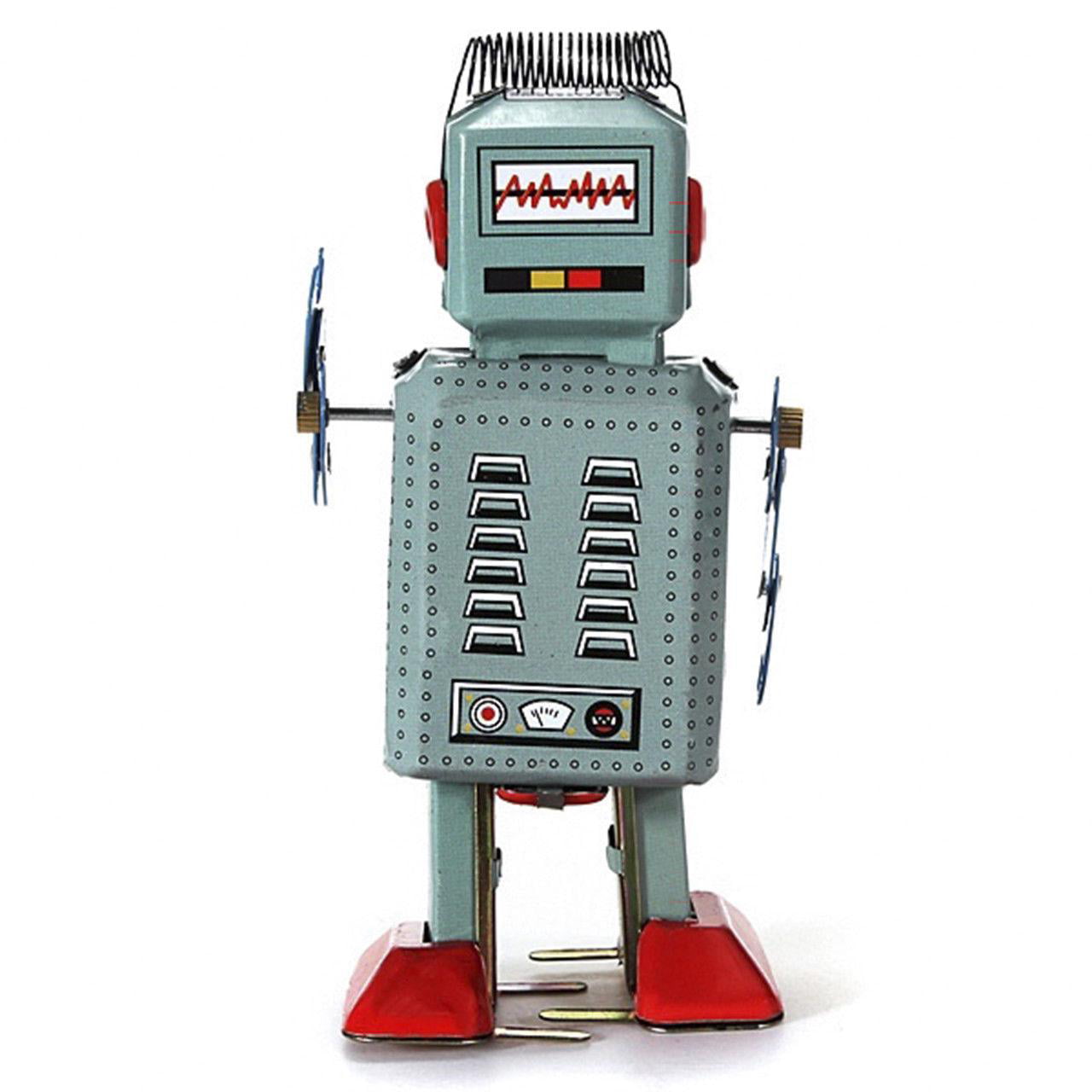 Vintage Metal Clockwork Wind Up Walking Robot TIN Mechanical Kid Gift Stylish 