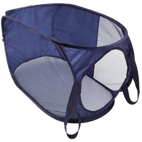 Luxshiny Foldable Navy Laundry Basket with Handles for Convenient Storage and Easy Transport