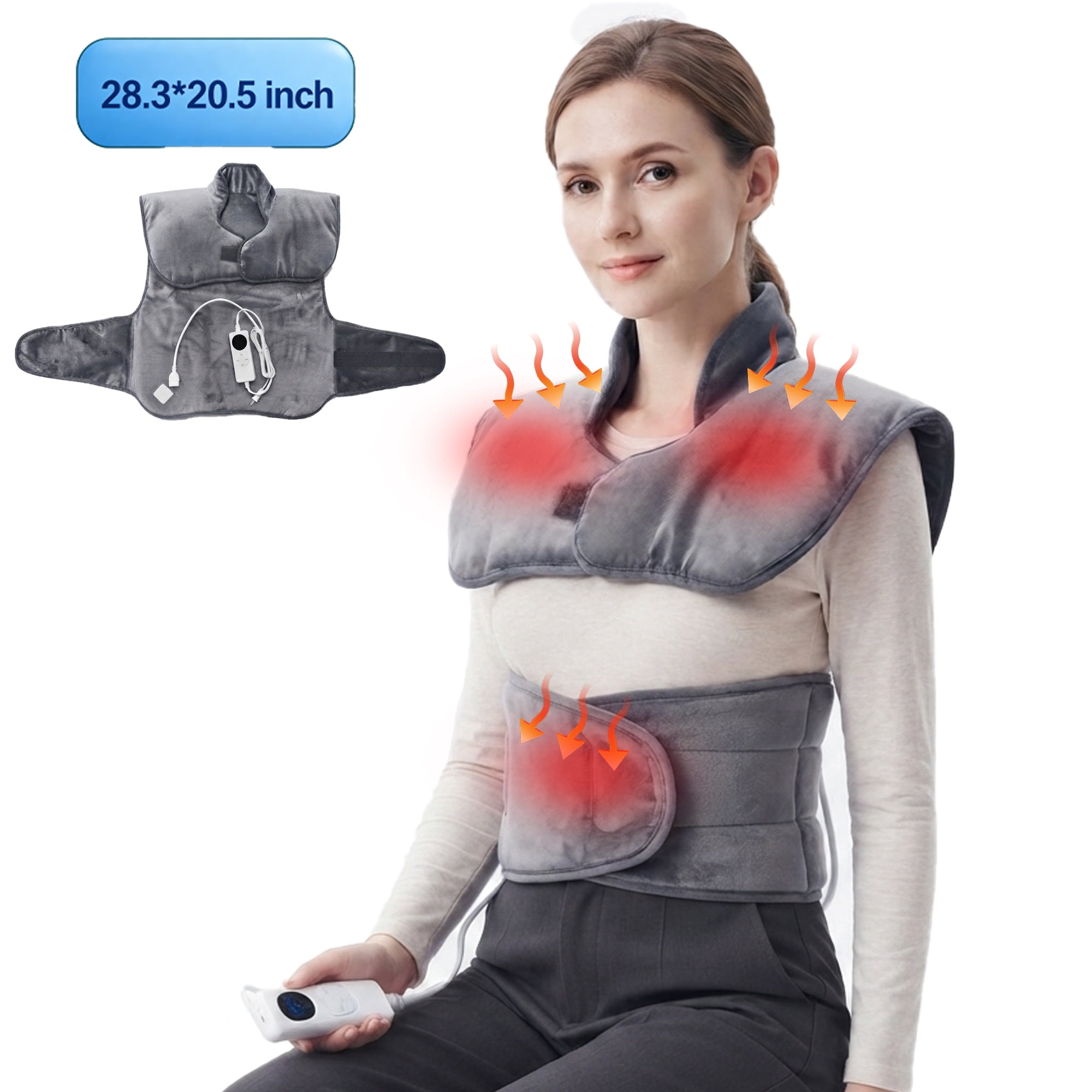 Esenaii Electric Heating Pad for Neck & Shoulders, Wearable Heated Shawl Wrap, 6 Heat Levels 4 Timers, Fast Heating Muscle Pain Relief, Home Office