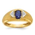 thumbnail image 1 of Diamond2Deal 14K Yellow Gold Men's Created Sapphire and Diamond Ring Size 10, 1 of 5
