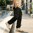 thumbnail image 5 of Men's Camo Cargo Jogger Pants Elastic Waist Drawstring Casual Loose Trousers with Multi Pockets Black S, 5 of 7