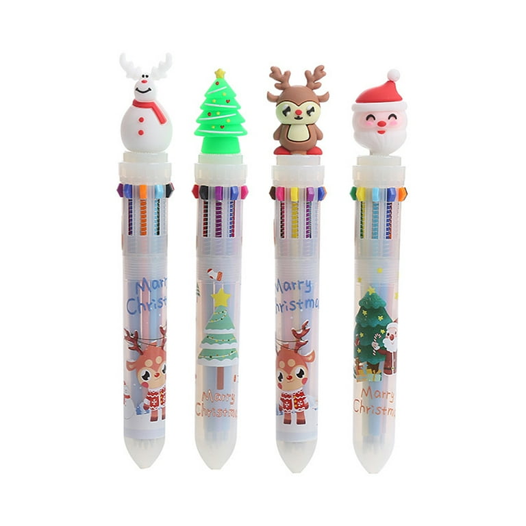 4 Pack Multicolor Pen in One, 0.5mm 10-in-1 Retractable Ballpoint Pens  Packs, 10 Colors Ballpoint Pen for Students Teachers Writing Office School  Supplies Stationery Christmas Gift 