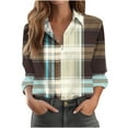 thumbnail image 2 of Blmnix Flowy Blouses for Women for Every Occasion Western Plaid Y2k Top V-Neck Long Sleeve Blouses, 2 of 5