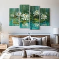 thumbnail image 6 of Elephant Stock Water Lily Pond Iv Wall Art - Horizontal Multi Panel Canvas - Living Room Wall Decor - Floral And Botanical Multi Panel - Gray And White Decor By Danhui Nai - 68" x 42", 6 of 7