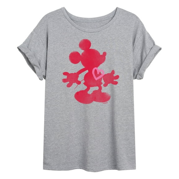 Disney - Mickey Heart Ink Wash - Women's Oversized T-Shirt