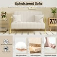 thumbnail image 4 of 59"Beige Teddy Fleece Sofa with Golden Stainless Steel Frame and 2 Throw Pillows, 4 of 7