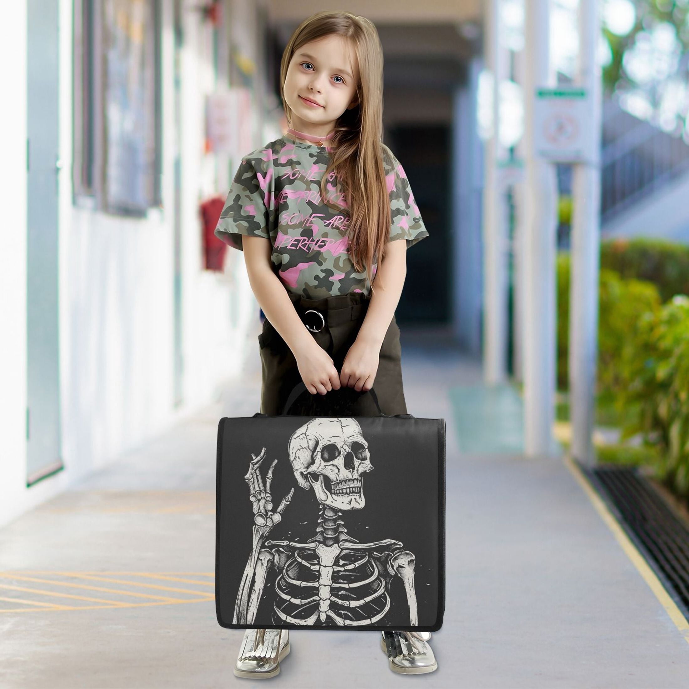 ALAZA Zipper Binder Bag Cool Human Skeleton 3 Ring File Folder Binder Organizer Bag