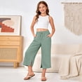 thumbnail image 6 of Byoo Girls Split Hem Capri Pants Drawstring Waist Beach Vacation Relaxed Fit Casual Cropped Trousers, 6 of 7