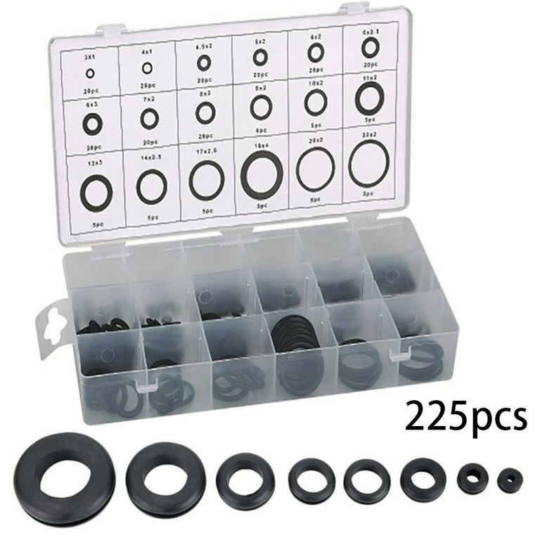 SagaSave 225Pcs Rubber O-Ring Assortment Set Nitrile Rings Gasket Sealing  Rings and Replacement O-Rings 18 Sizes
