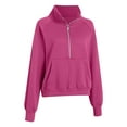 thumbnail image 4 of larppty Womens Sweatshirts Half Zip Cropped Pullover Fleece Quarter Zipper Hoodies 2068 Fall Fashion Outfits Clothes (Hot Pink, XL), 4 of 6