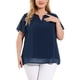 thumbnail image 1 of Women's Plus Size Blouses Pin Dots Round Neck Cute Basic Top Navy Blue 4X, 1 of 7