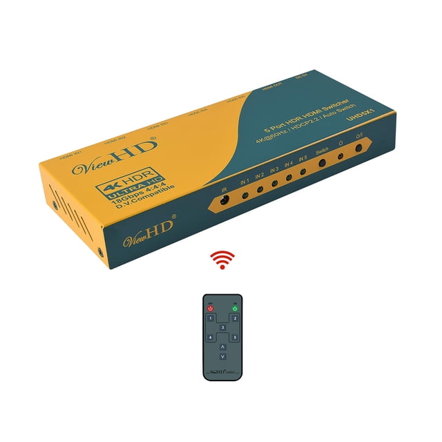 ViewHD Commutateur HDMI 2.0 5x1 5 Ports / 4K60Hz / HDCP 2.2 / HDR & Dolby Vision / Modèle : UHD5X1