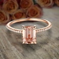 thumbnail image 3 of Sale: 1.25 Carat Emerald Cut Real Morganite And Diamond Moissanite Engagement Ring 925 Sterling Silver With 18K Rose Gold Plating, Promise Ring, Anniversary Ring, 3 of 5