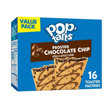 Pop-Tarts Toaster Pastries Breakfast Foods Chocolate Chip Drizzle 16 Ct 27 Oz Box