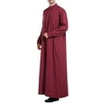 thumbnail image 6 of Men's Long-Sleeved Button-Down Solid Color Printed Shirt Stylish Nightgown Wine,XXXL, 6 of 9