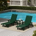 thumbnail image 2 of Bayport Ensemble de 3 Pcs de Chaises Longues/table Inclinables en Plastique HDPE pour Extérieur Vert Foncé, 2 of 6