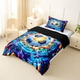 thumbnail image 3 of Castle Fairy Soccer Sport Twin Comforter Sets 2pcs, Futuristic Cubes Bedding Set, Blue Orange Black,Black Reversible,1 Comforter and 1 Pillowcase, 3 of 6