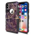 thumbnail image 1 of FINCIBO Dual Layer Hybrid Armor Case Cover Stand for Apple iPhone X, Purple Bohemian Flowers Compass, 1 of 7