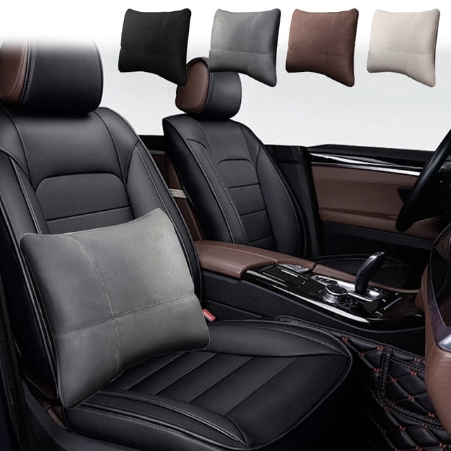 Cojín lumbar de ante para asiento de coche - Cojín ergonómico para la espalda con correas ajustables, marrón/gris/beige, 12,99x10,62 pulgadas